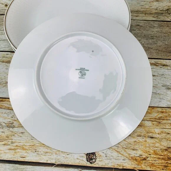 Hutschenreuther LORENZ Germany Embossed Platinum Trim White Dinner